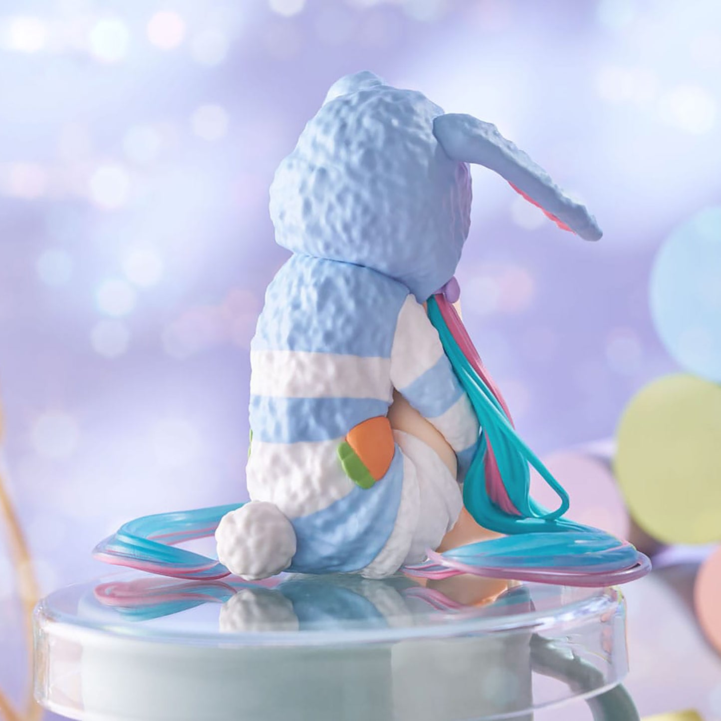 Furyu Hatsune Miku Noodle Stopper PVC Statue Hatsune Miku Rabbit Ear Hood Pajama Blue Color Ver. 14 cm