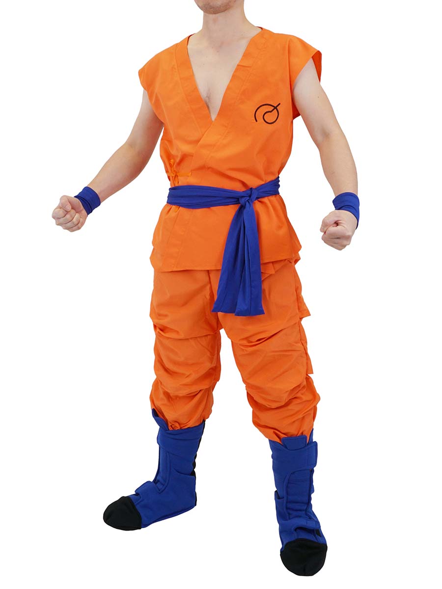 Son Goku Cosplay Kostüm mit Überschuhen, Golden Frieza Saga, Größen: S - L