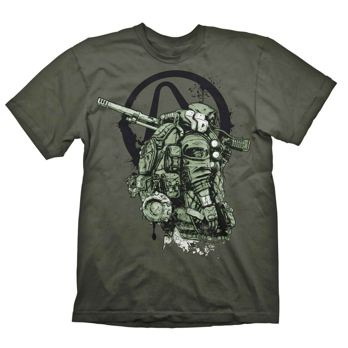 FL4K Style with Sniper Rifle | Borderlands 3 T-Shirt | Olive Green | M–L