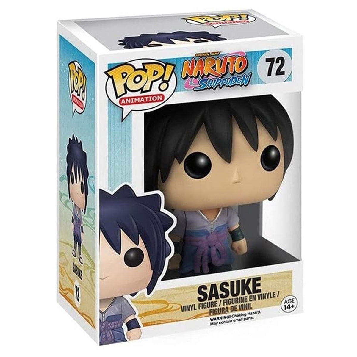 Funko POP! Animation, Naruto Shippuden, Uchiha Sasuke Figur 72, Kampfgürtel mit Obi + Schweißbänder und Sandalen