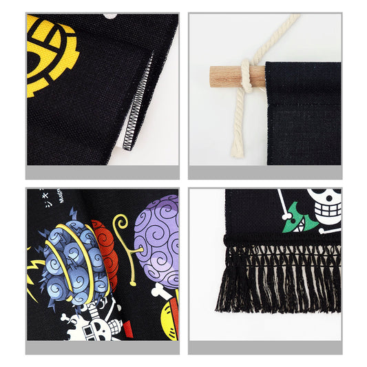 One Piece - Devil Fruits & Jolly Rogers - Stoff Rollbild - 130x33cm