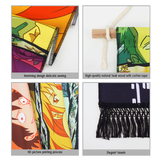 One Piece - Strohhut-Piratenbande - Stoff Rollbild - 130x33cm