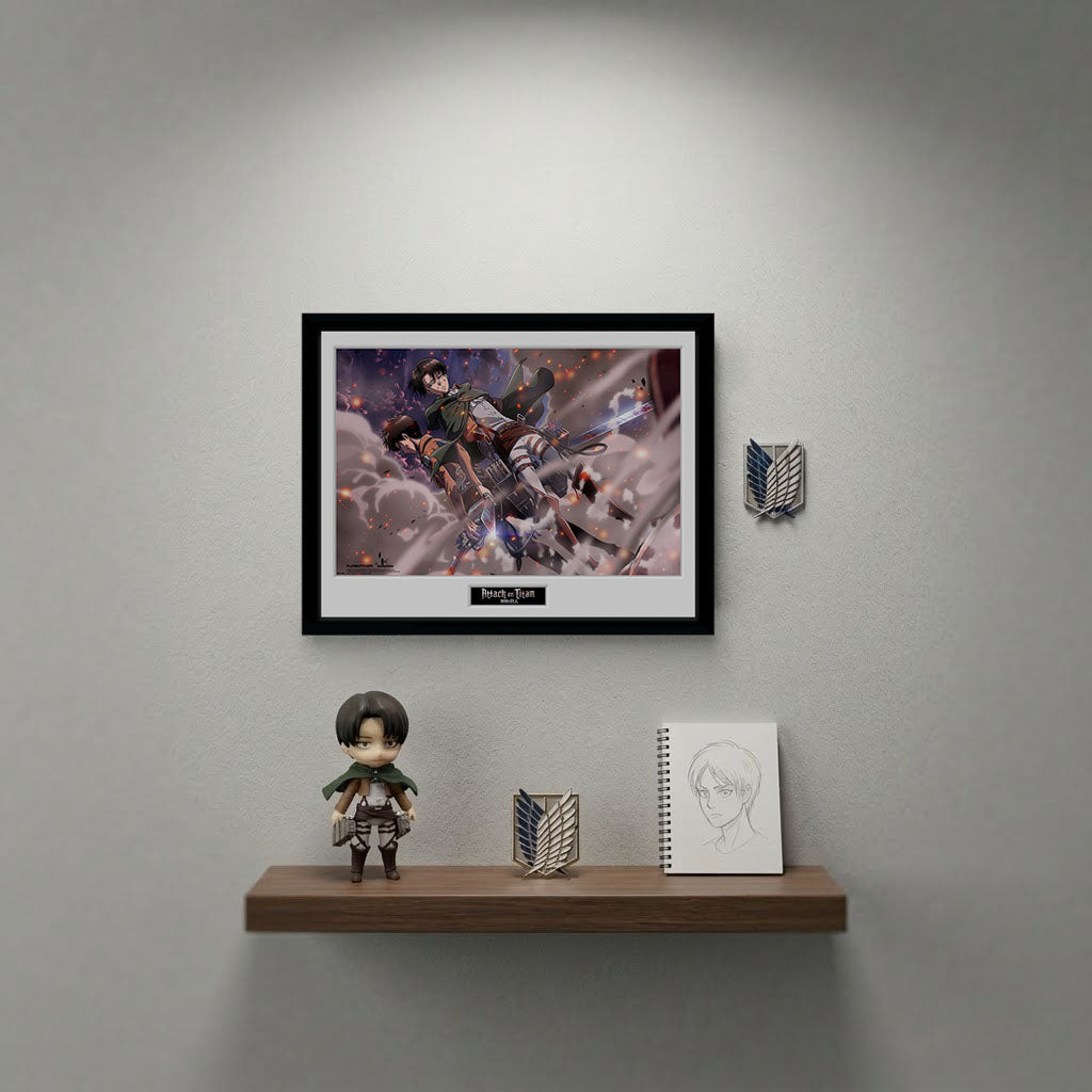 Attack on Titan - Eren & Levi: Smoke Blast - Gerahmter Print - 30,5x40,6cm - GB Eye