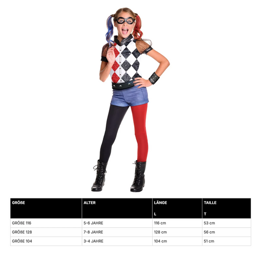 Harley Quinn Deluxe Kinderkostüm, DC Super Hero Girls, Größe L