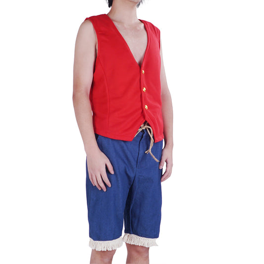 Monkey D. Luffy costume, live-action outfit, vest & trousers, size: S - XL
