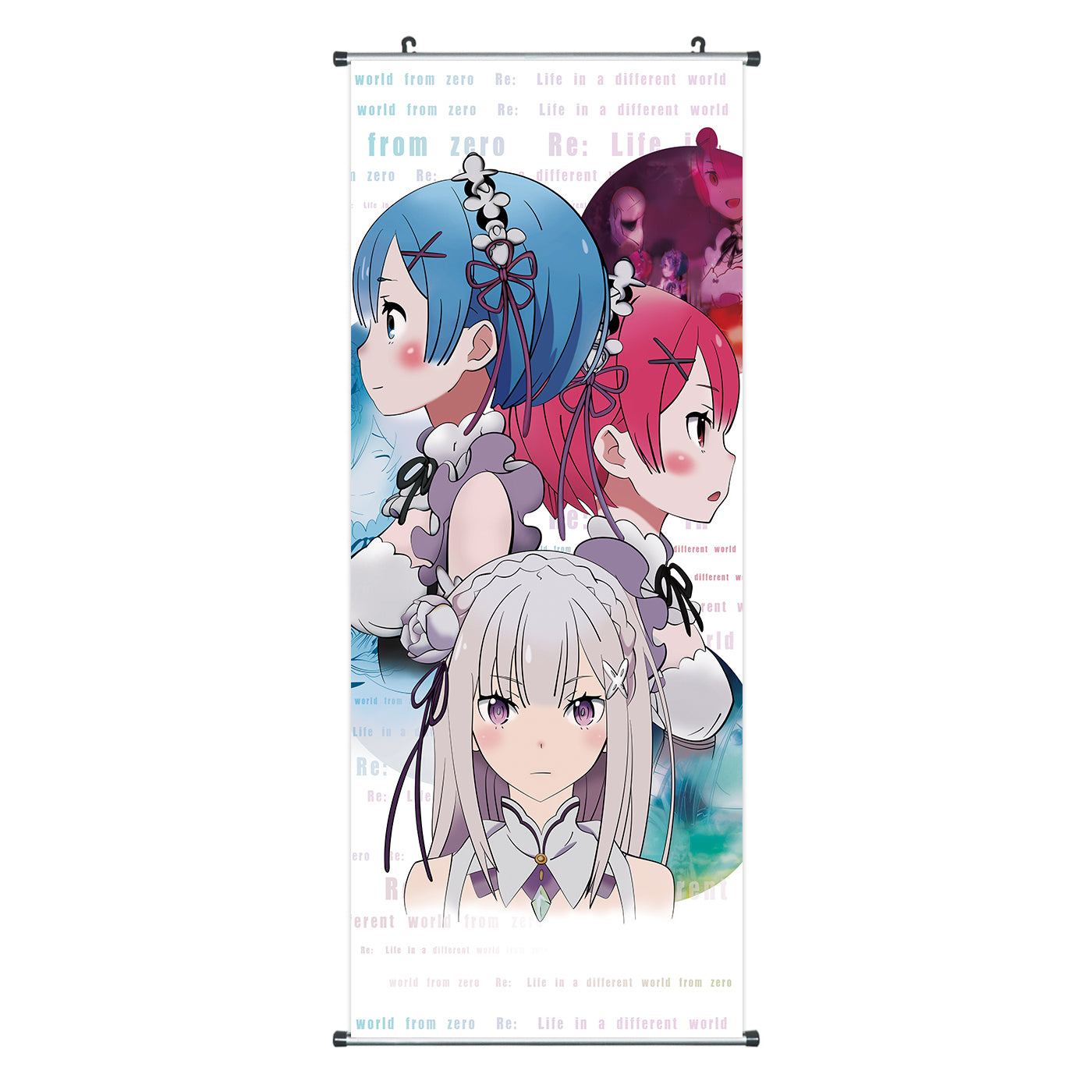 Re:Zero - Emilia, Rem & Ram - Rollbild aus Stoff - 100x40cm