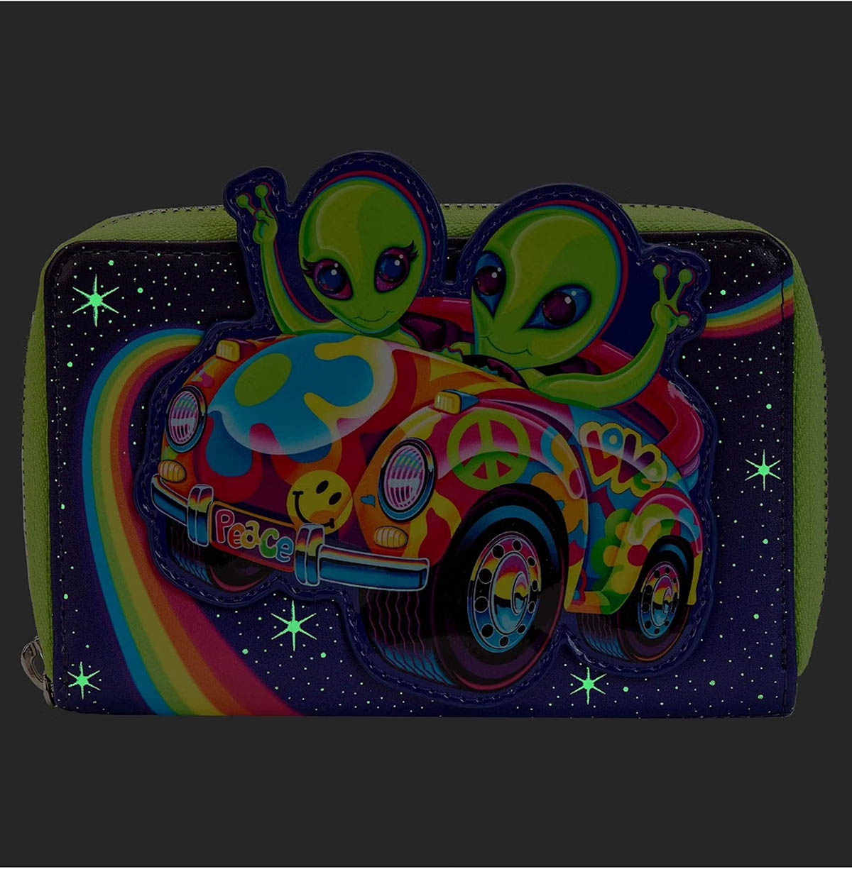 Lisa Frank - Cosmic Alien Ride - Zip Around Wallet Geldbörse - 15,2x10,2cm - Loungefly