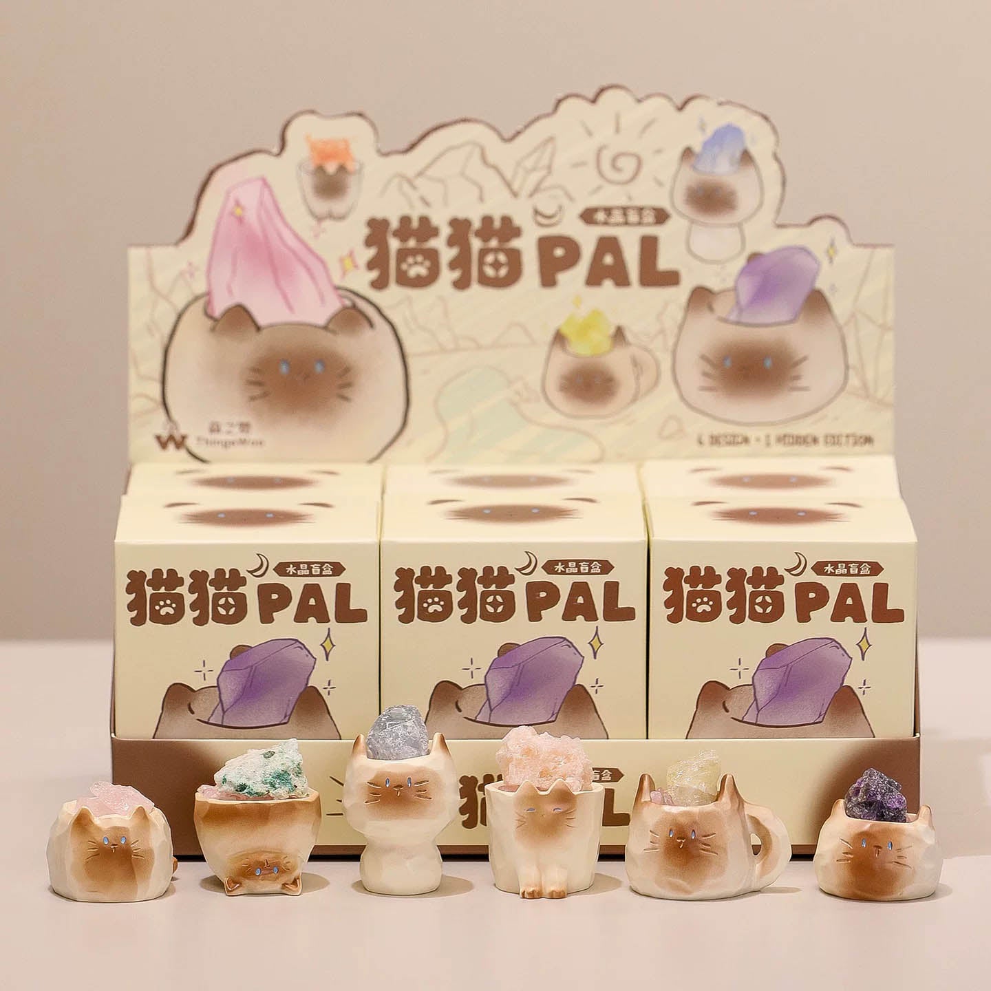 Maomao PAL: Crystal Cat Series - Edelstein-Diffusor Set (6 Blindboxen) - 6er Set - 6 cm - Thing Woo