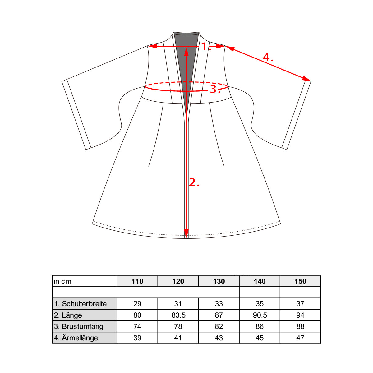 Mulan - Traditionelles Hanfu Kleid - Kinderkostüm mit Gürtel - Gr. 110-150