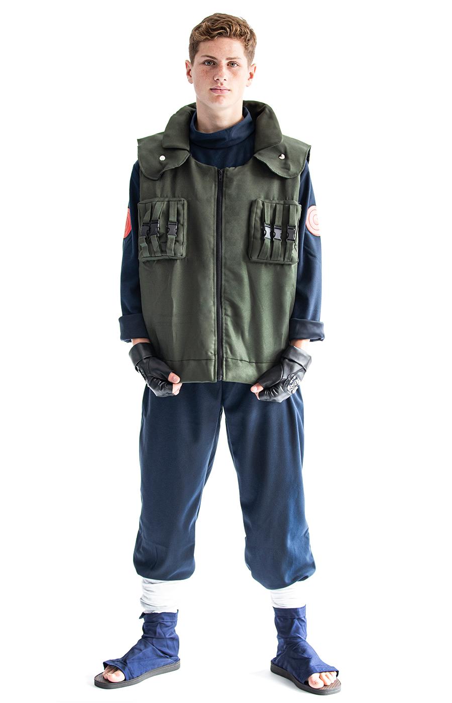 Cosplay Kostüm von Kakashi Hatake, Ninja Uniform mit Weste, Größen: S - XXL