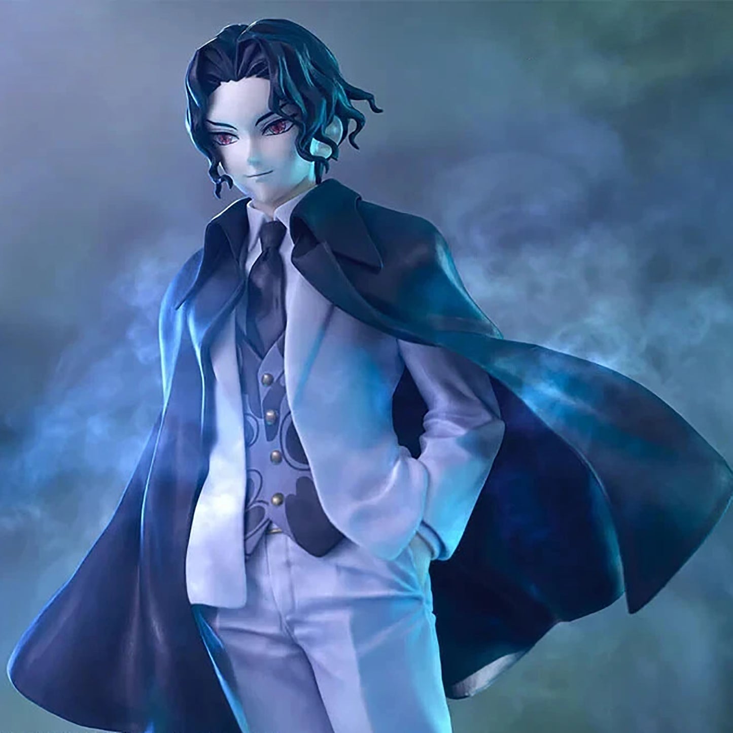 BANDAI Muzan Kibutsuji mit schwarzem Umhang, Demon Slayer  Kimetsu no Yaiba Sammelfigur, 26 cm