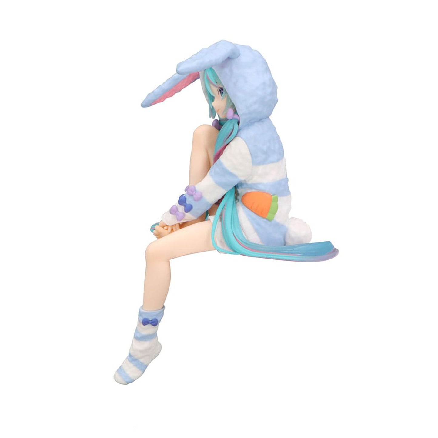 Furyu Hatsune Miku Noodle Stopper PVC Statue Hatsune Miku Rabbit Ear Hood Pajama Blue Color Ver. 14 cm