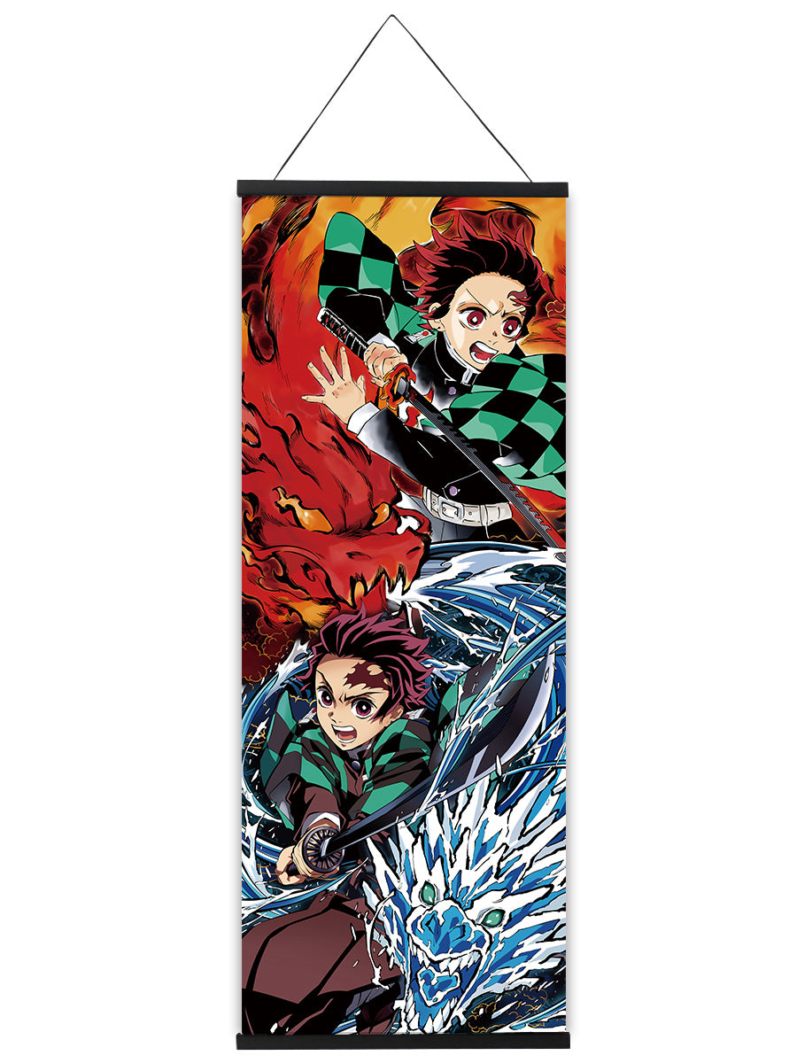 Kimetsu no Yaiba Rollbild aus Stoff, Kakemono 105x40cm, Demon Slayer Wandbild, Tanjiro, Nezuko, Inosuke, Zenitsu etc.
