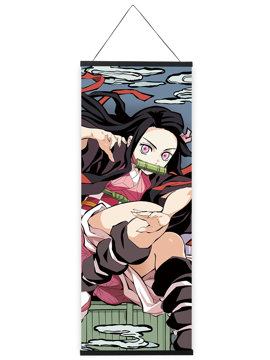 Kimetsu no Yaiba Rollbild aus Stoff, Kakemono 105x40cm, Demon Slayer Wandbild, Tanjiro, Nezuko, Inosuke, Zenitsu etc.