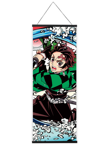 Kimetsu no Yaiba Rollbild aus Stoff, Kakemono 105x40cm, Demon Slayer Wandbild, Tanjiro, Nezuko, Inosuke, Zenitsu etc.