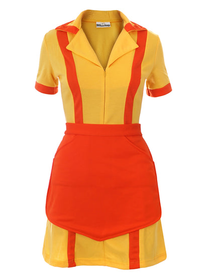 Caroline & Max Kostüm für 2 Broke Girls Fans, Diner Uniform mit Schürze, Größen: S - XL