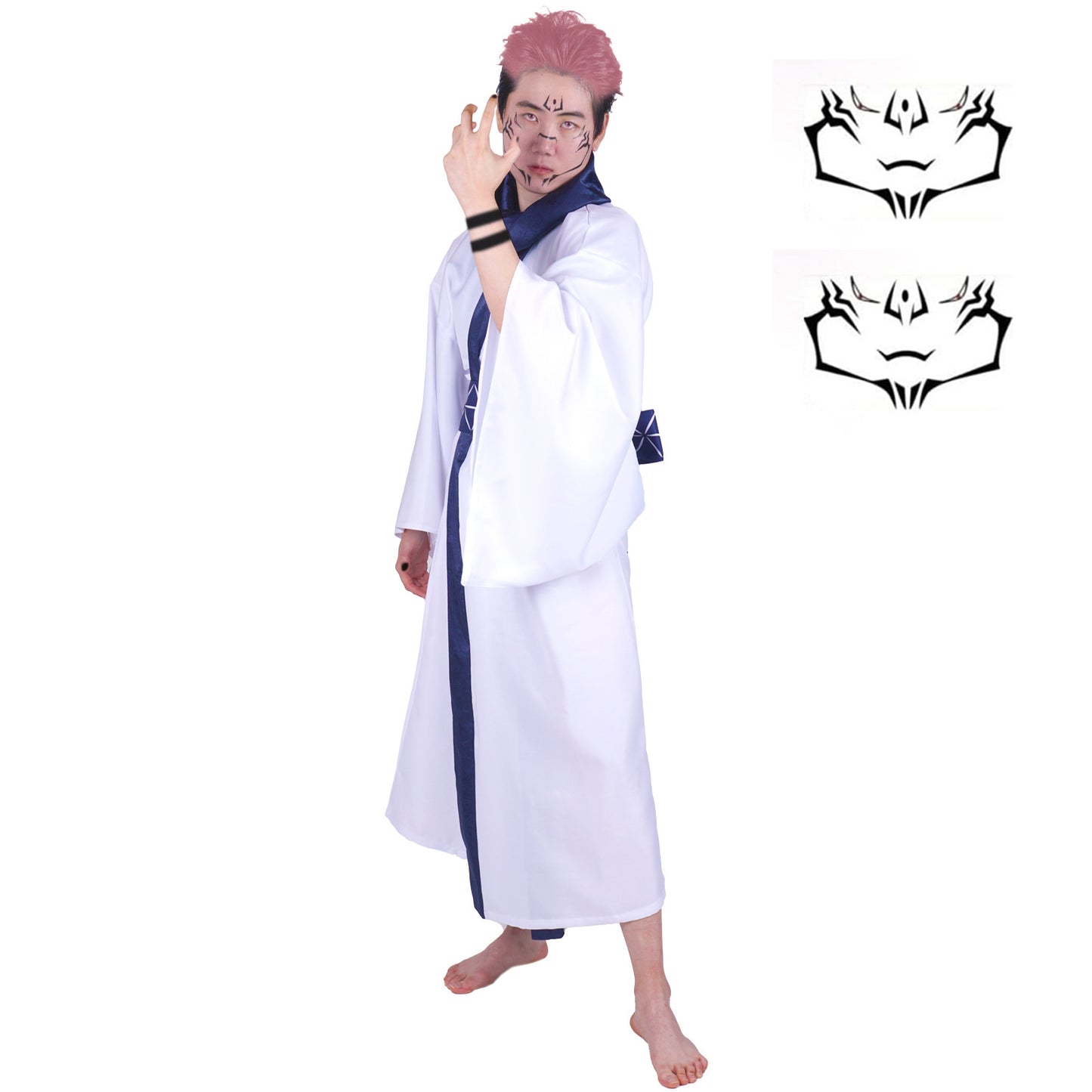 Kimono von Ryomen Sukunai, Cosplay Kostüm für Jujutsu Kaisen Fans, Mit Gesichtstattoo, Größen: S - XL