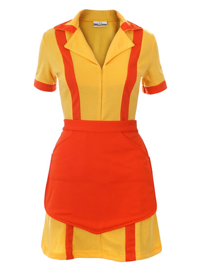Caroline & Max Kostüm für 2 Broke Girls Fans, Diner Uniform mit Schürze, Größen: S - XL