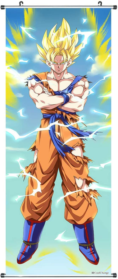 Großes Dragon Ball Rollbild, Kakemono aus Stoff, Poster 100x40cm, Son Goku, Super Saiyajin, Dragonball Z