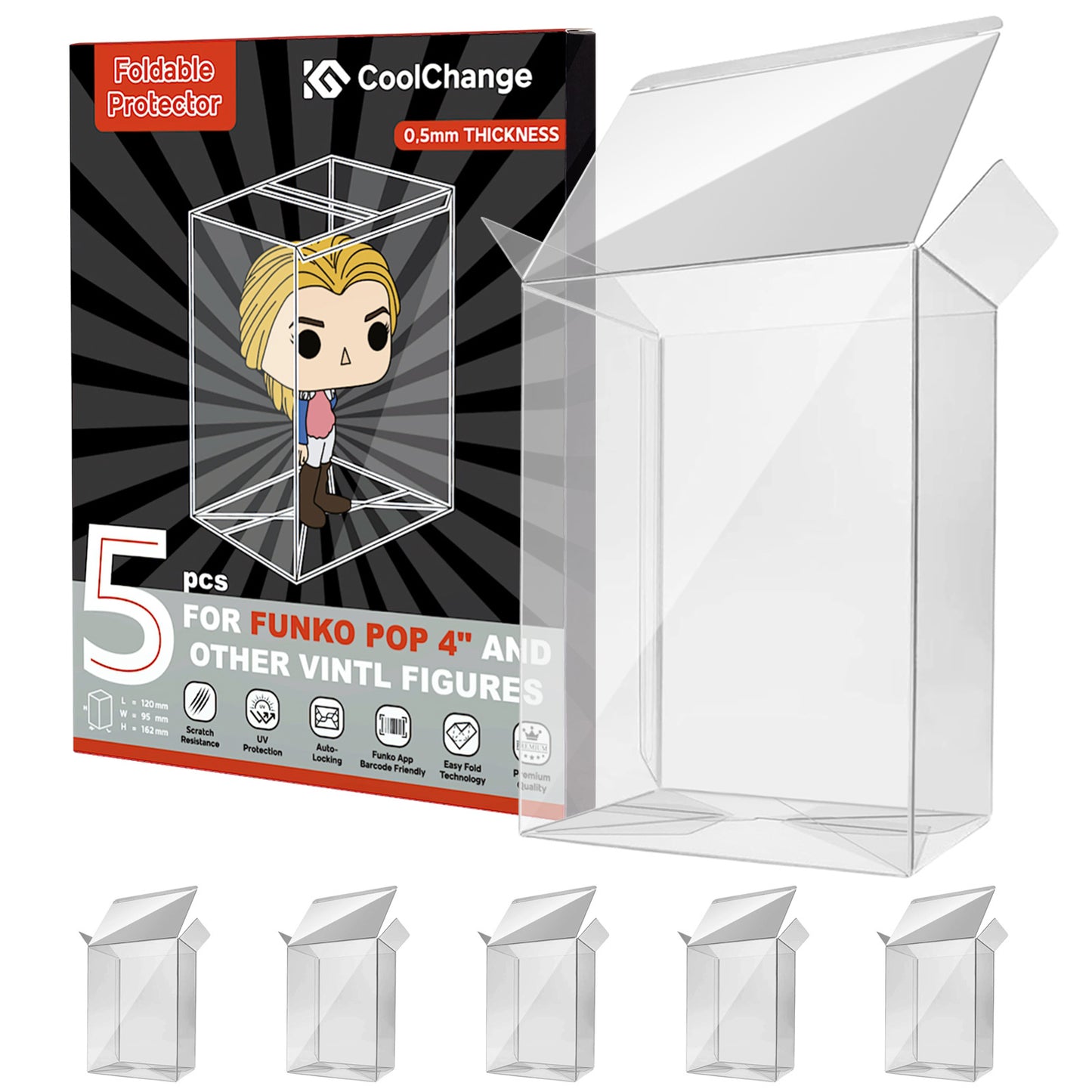 Schutzhülle kompatibel mit Funko POP!, Protector Case für POP 4" Verpackung, Figuren Protektor, 5, 10, 20 Stk.