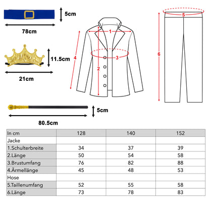 Kaiser Franz - Prinz Kinderkostüm mit Uniform und Zepter - Gr. 128–152 - CoolChange