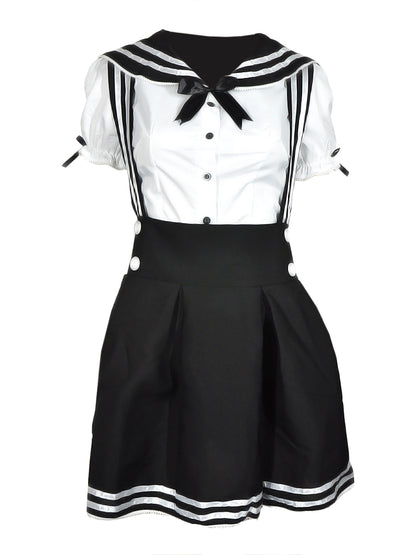 Japanische Schuluniform - Sailor-Fuku Cosplay Kostüm Rock & Bluse - Schwarz - Größen S–XL - CoolChange