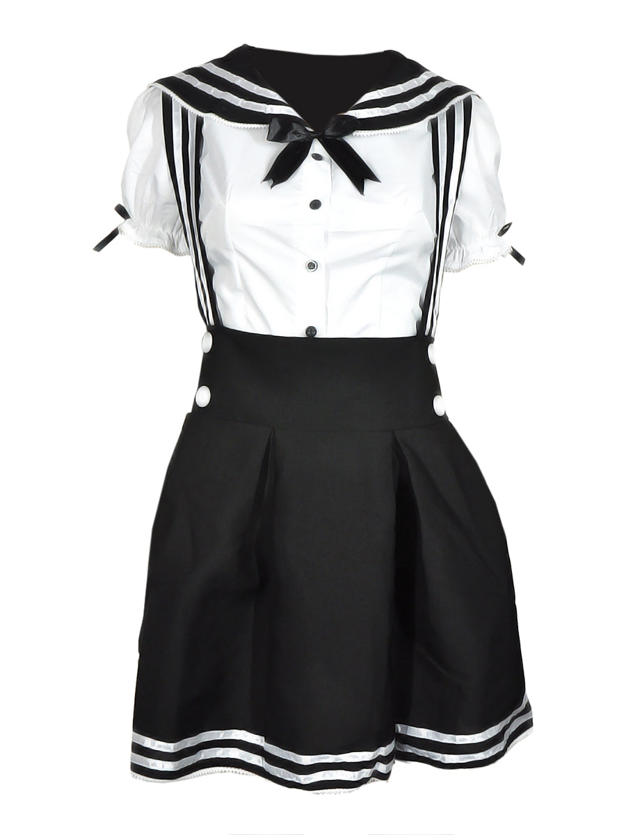 Japanische Schuluniform - Sailor-Fuku Cosplay Kostüm Rock & Bluse - Schwarz - Größen S–XL - CoolChange