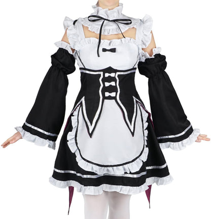 Maid Uniform von Ram & Rem, Dienstmädchen Cosplay Kostüm für Re: Zero Fans, Größen: S - L