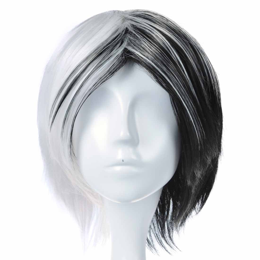 Cosplay Perücke im Monokuma Look für Danganronpa Fans, Schwarz - Weiß