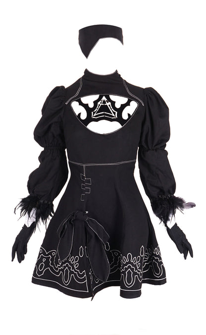 YorHa Modell B Nr. 2 Kostüm, Kleid mit Perücke für NieR: Automata Fans, Größen: S - L