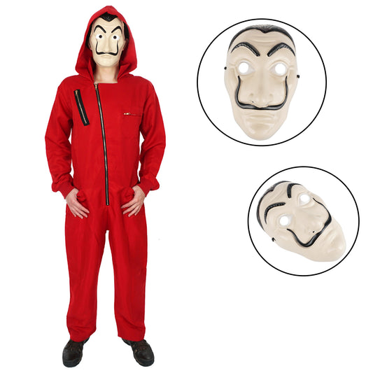 Gauner Kostüm für Haus des Geldes Fans I Overall mit Dali Maske I Größen: S - XXL