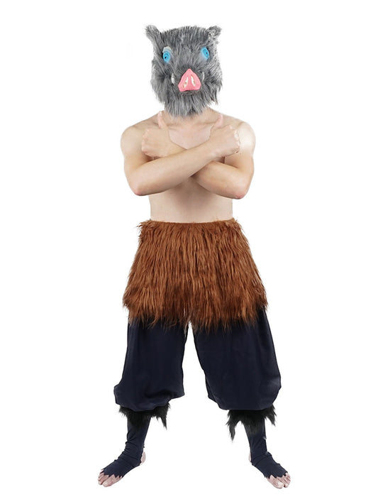 Cosplay Kostüm von Inosuke Hashibira mit Wildschwein Maske für Kimetsu no Yaiba Fans, Größe: S - L