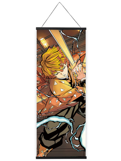 Kimetsu no Yaiba Rollbild aus Stoff, Kakemono 105x40cm, Demon Slayer Wandbild, Tanjiro, Nezuko, Inosuke, Zenitsu etc.