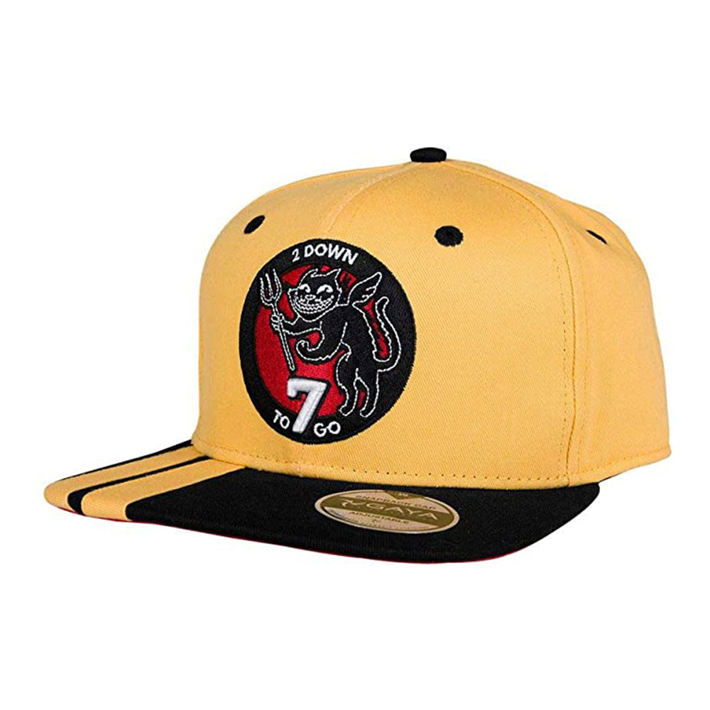 Wolfenstein 2 Snapback, Terror Billy Cap mit Logo, Gelbe Kappe mit 2 Down 7 To Go Patch