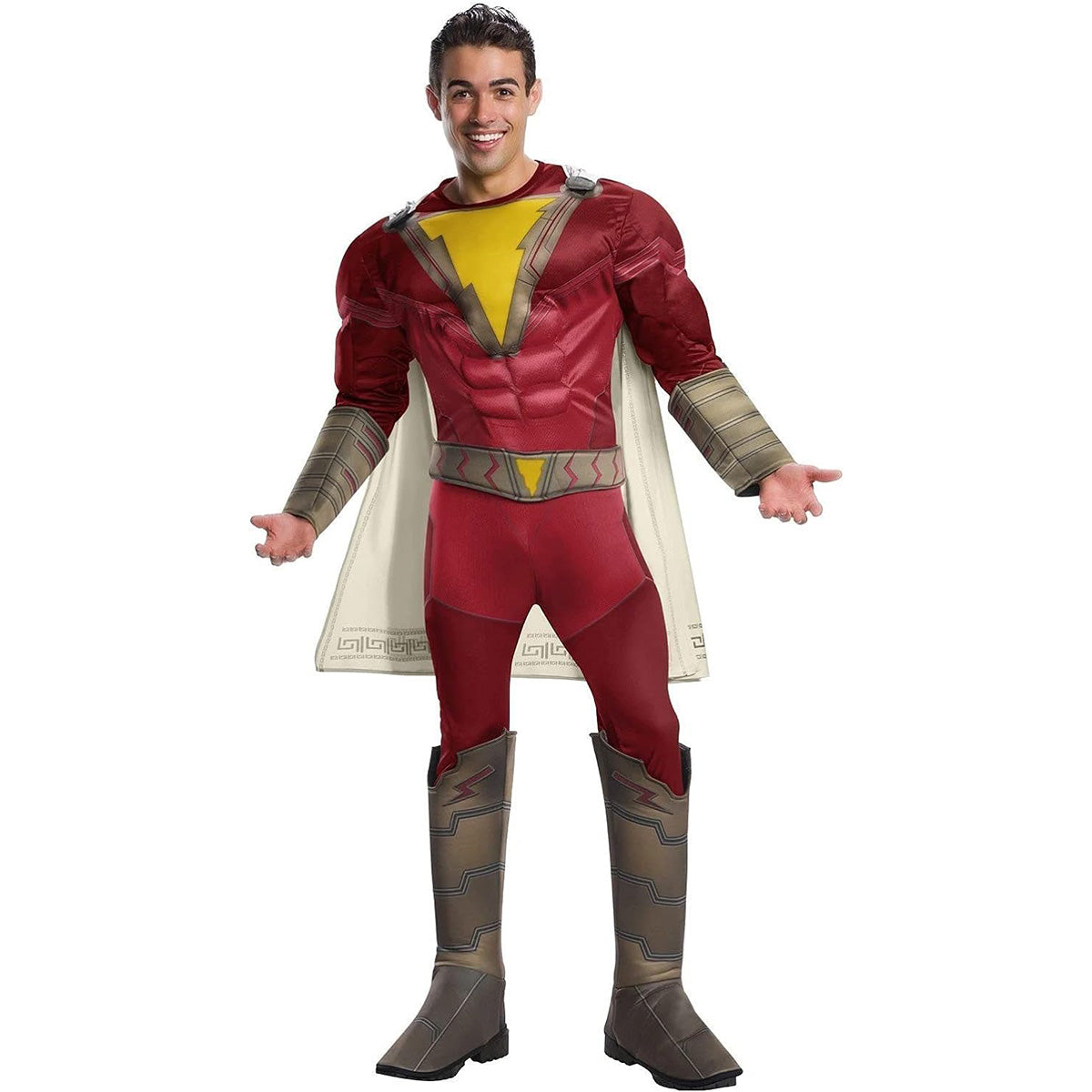Shazam Deluxe Cosplay, Superheld Anzug Kostüm, Captain Marvel Overall, Größe M – XL