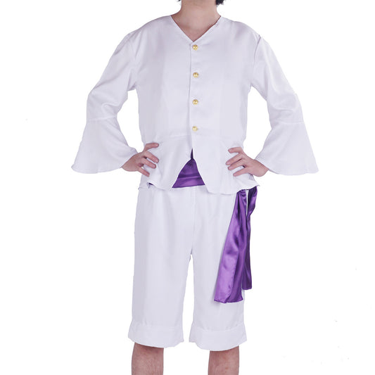 Monkey D. Ruffy Gear 5 Kostüm, Nika Cosplay Verkleidung, Hemd, Hose und Schärpe, Weiß, Größe: S - XL