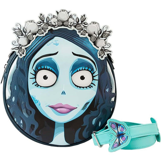 Loungefly Warner Bros. Corpse Bride - Hochzeit mit einer Leiche - Emily Schultertasche, mit Schmetterlingen + Wurm, Magnetverschluss