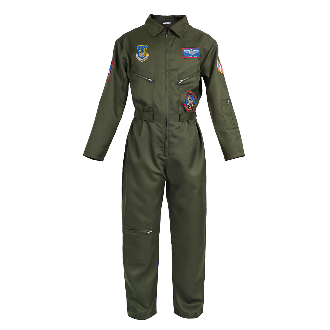 Kampfpiloten Kostüm Maverick, Fliegerkombi Olivegrün, Größen: S - XL