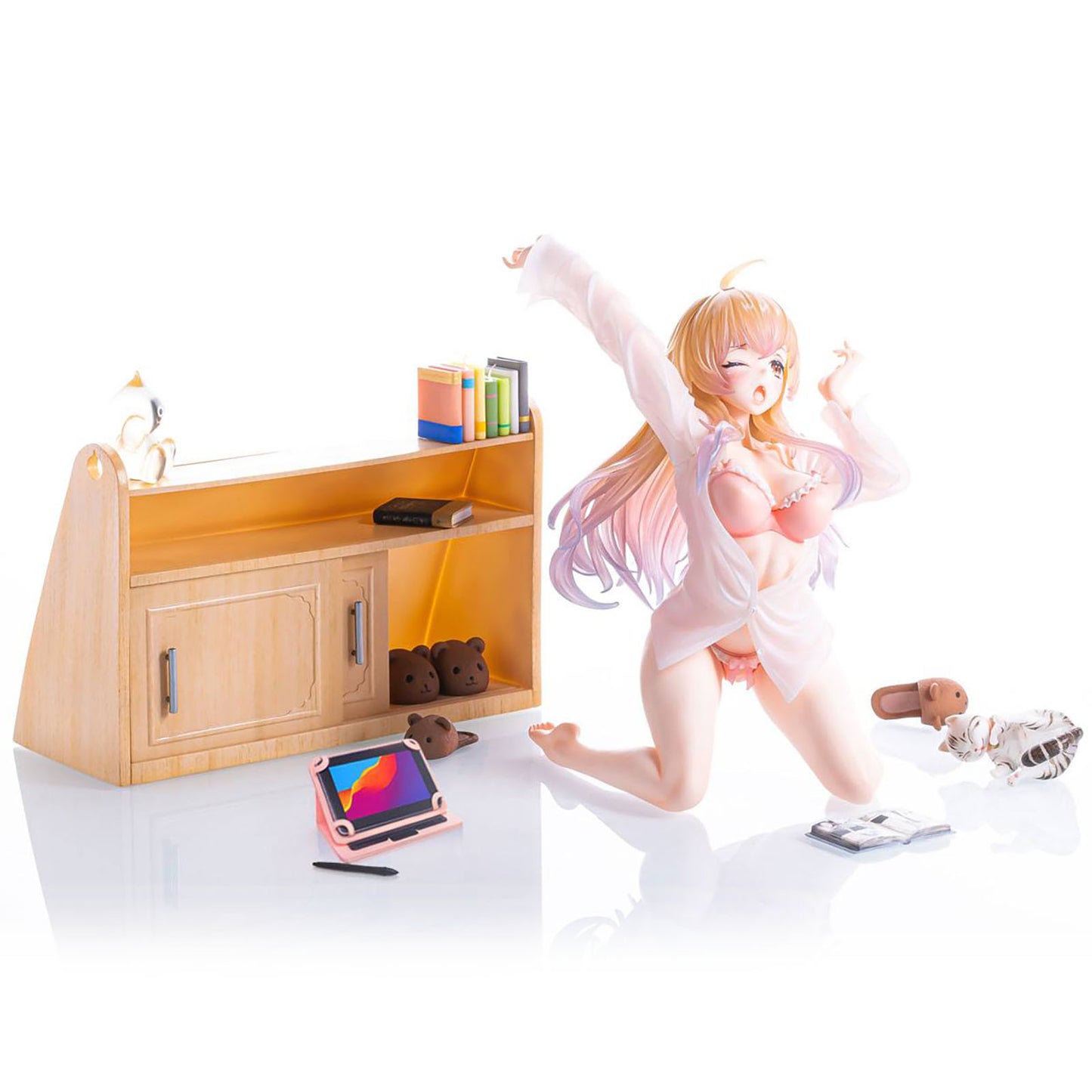 Daiki Kougyo Stretch Girl mit Bücherregal | Otaku Girls Series Figur | 12 cm
