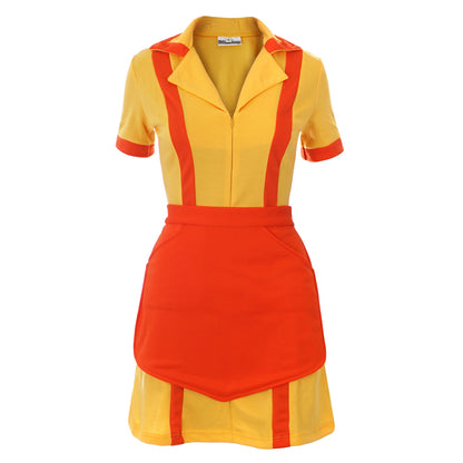 Caroline & Max Kostüm für 2 Broke Girls Fans, Diner Uniform mit Schürze, Größen: S - XL