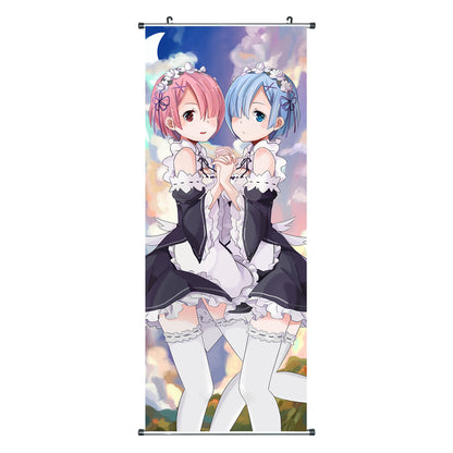 Re:Zero - Emilia, Rem & Ram - Rollbild aus Stoff - 100x40cm