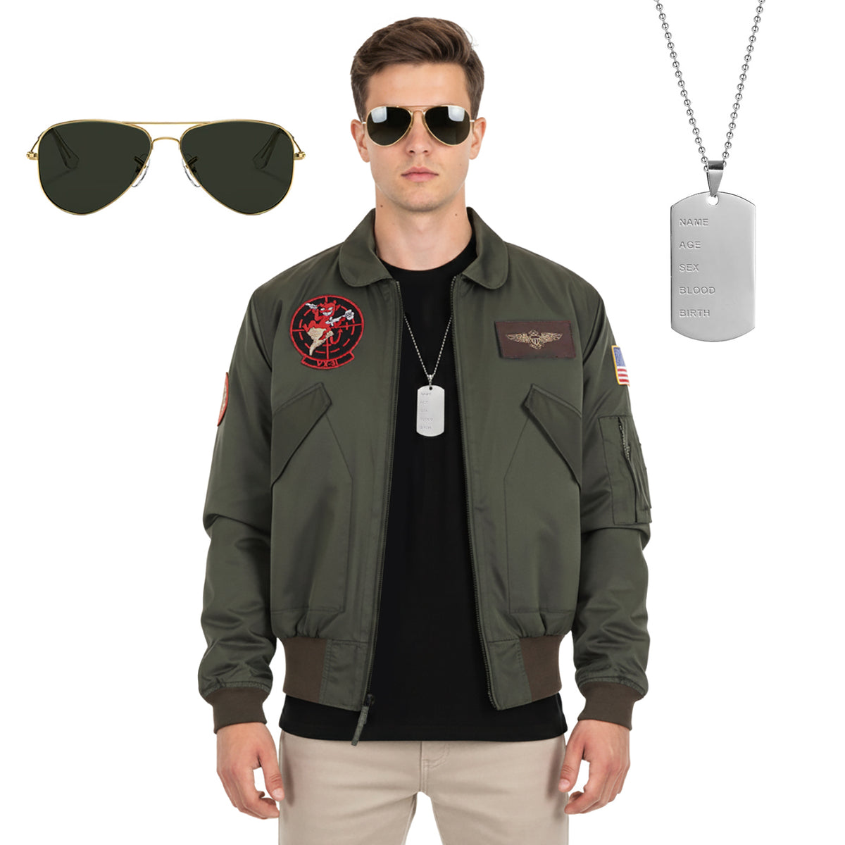 Bomberjacke von Maverick, Pete Mitchell Militär Jacke, Größen: S - XL