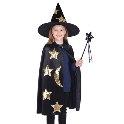 Wizard - Kids' Costume Set with Cape, Hat and Wand - Ages 6–14 - CoolChange