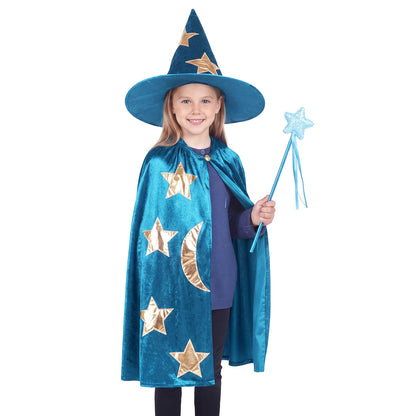 Wizard - Kids' Costume Set with Cape, Hat and Wand - Ages 6–14 - CoolChange