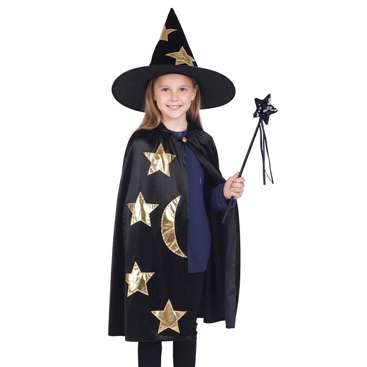 Wizard - Kids' Costume Set with Cape, Hat and Wand - Ages 6–14 - CoolChange