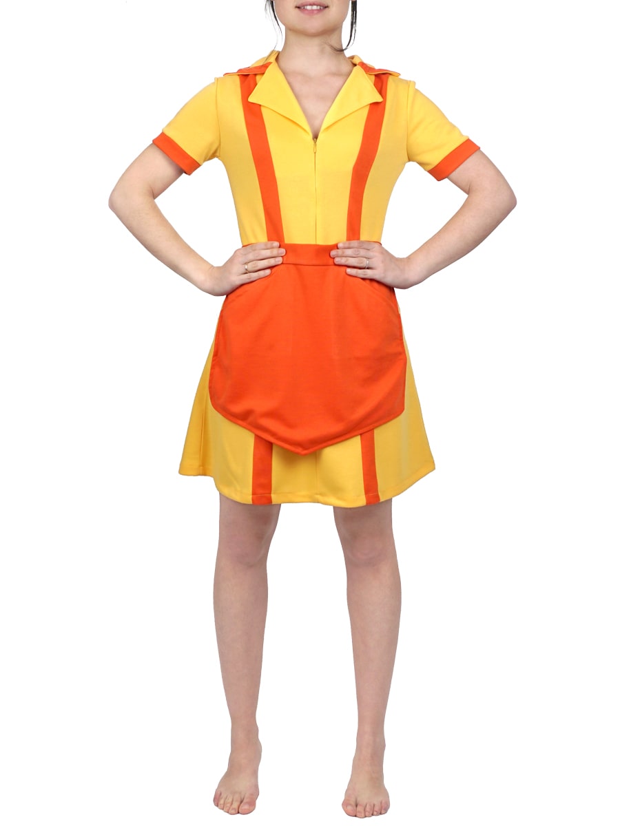 Caroline & Max Kostüm für 2 Broke Girls Fans, Diner Uniform mit Schürze, Größen: S - XL