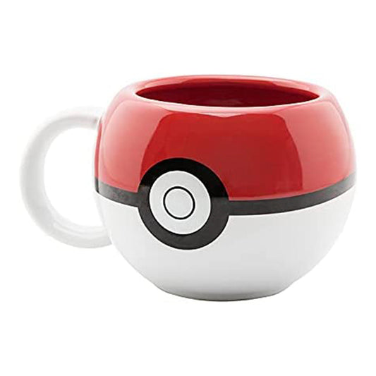 Große Pokemon 3D Tasse aus Keramik, Pokeball Mug, Rot & Weiß, 400 ml
