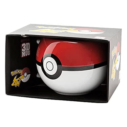 Große Pokémon 3D Tasse aus Keramik, Pokéball, Rot & Weiß, 400 ml