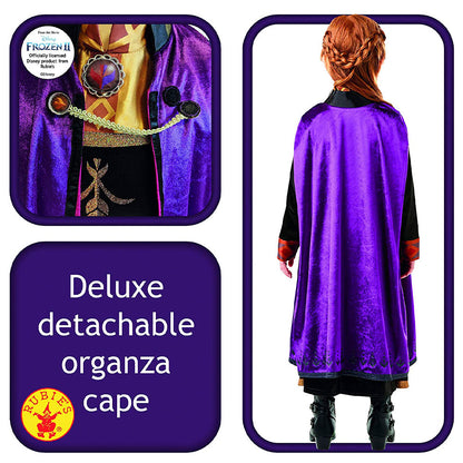 Disney Frozen 2 - Anna Kostüm für Kinder - Kleid mit Umhang & Gürtel - Rubie's