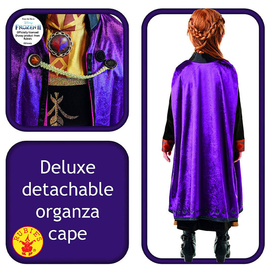 Disney Frozen 2 - Anna Kostüm für Kinder - Kleid mit Umhang & Gürtel - Rubie's